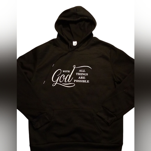 Christian Clothing - NWOT Drawstring Hoodie, "With God All Things Are Possible" - Picture 9 of 12